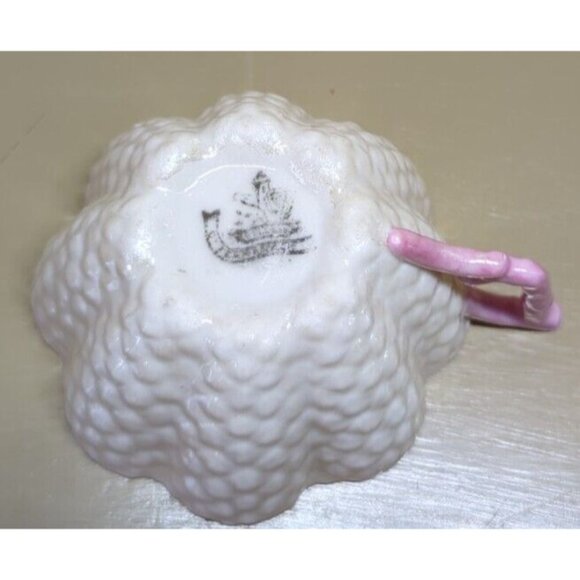 Antique Belleek 2nd Black Mark Pine Cone Tea Cup ONLY RARE Pink Porcelain - Picture 4 of 13